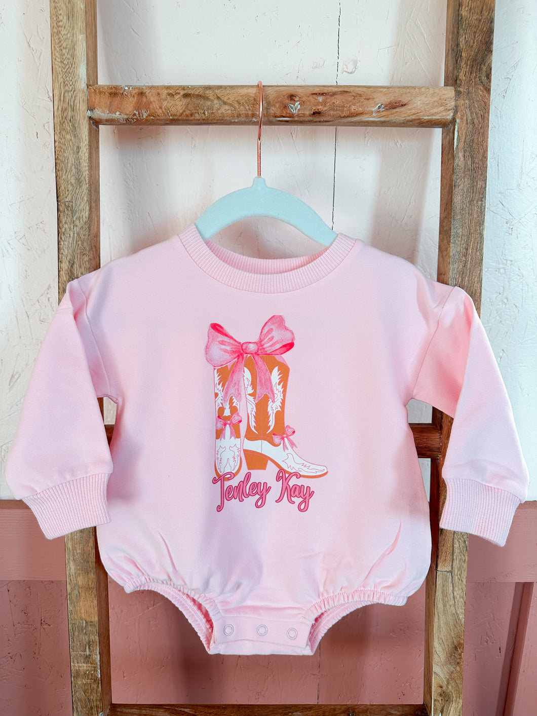 Boots & Bows Personalized Baby Bubble & Toddler/Youth Tee