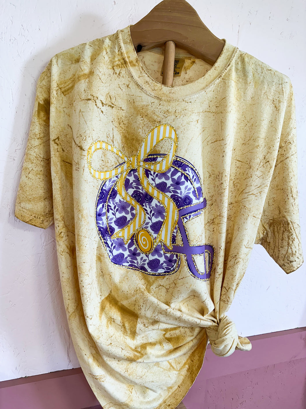 Colorblast Purple Floral Football Helmet Tee