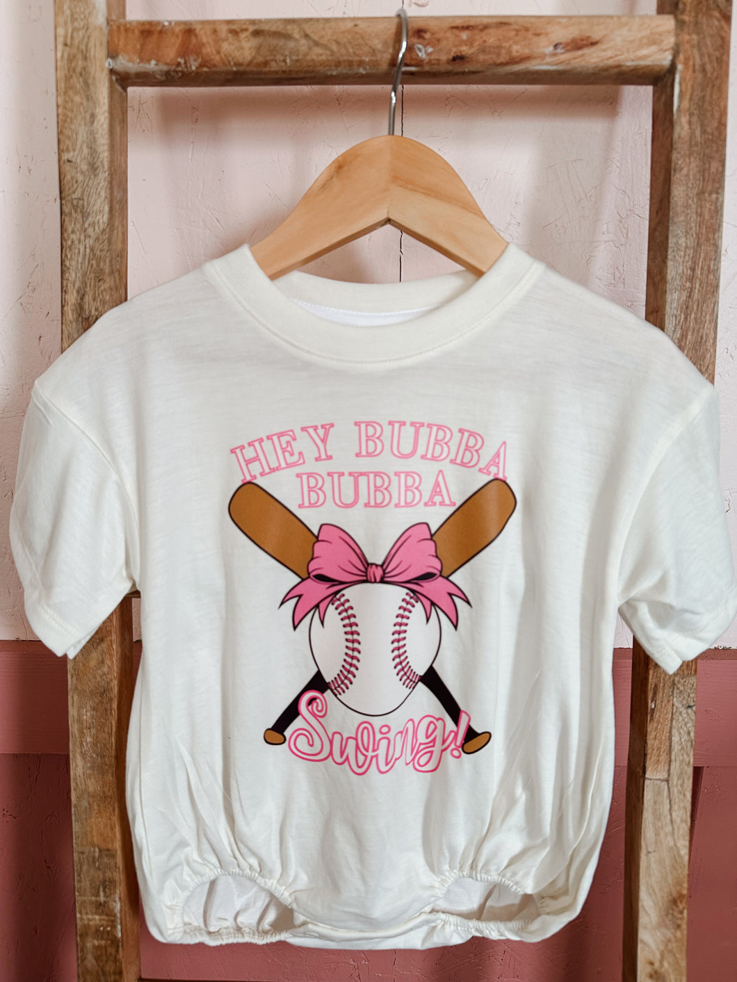 Pink, Baseball, Bows & Bubba Baggy Romper