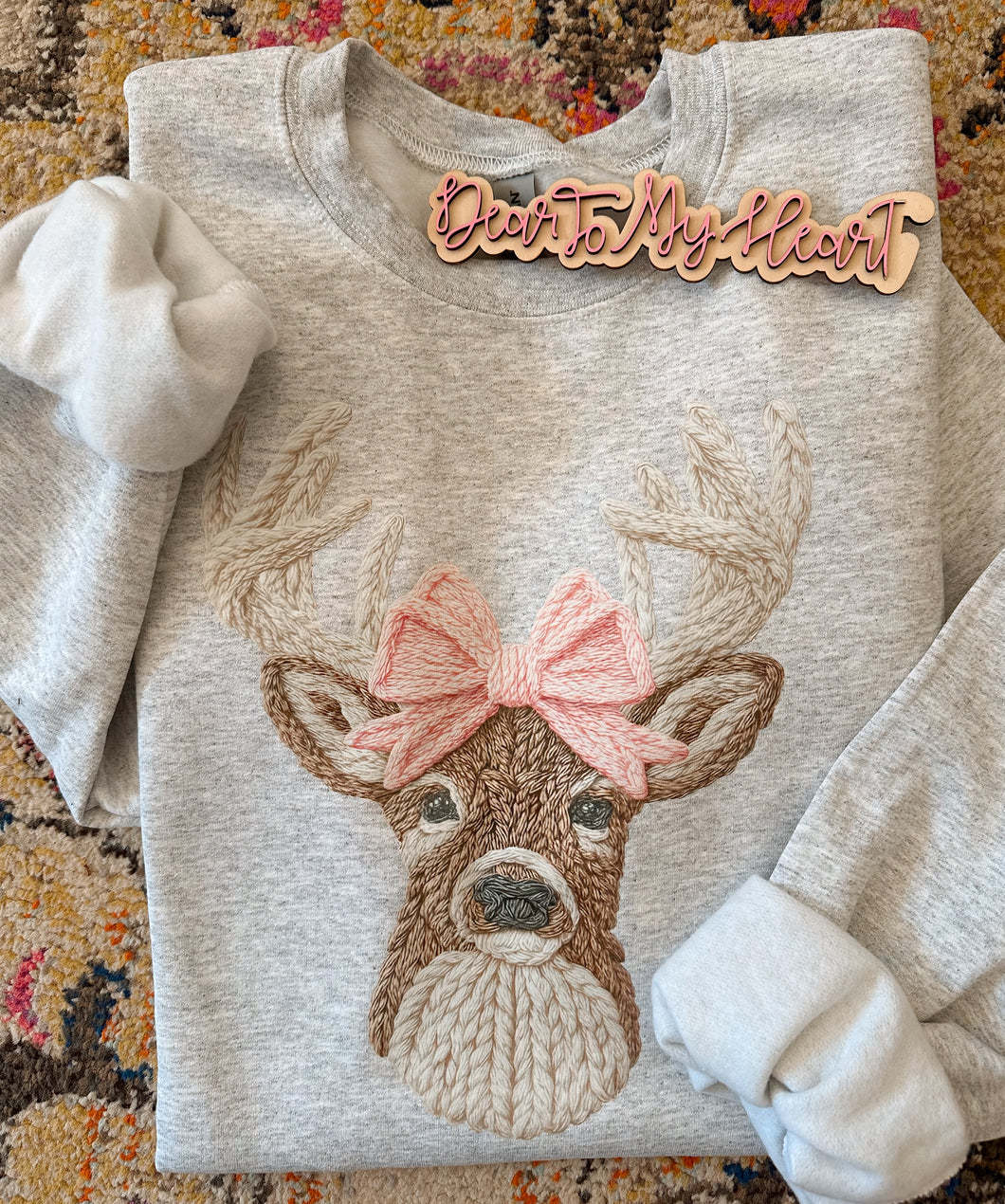Bucks & Bows Faux Yarn Sweatshirt