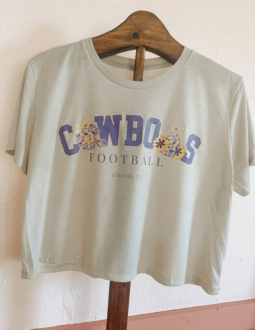 D'Hanis Cowboys Football Modest Bella Canvas Crop Tee