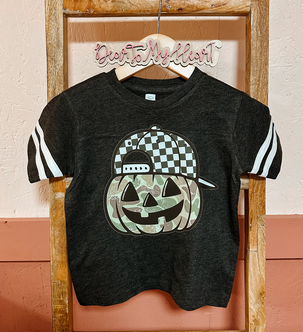Retro Camo Pumpkin Football Toddler T-Shirt