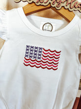 Load image into Gallery viewer, Embroidered Scallop Flag Flutter Baby Bubble, or Toddler Tee
