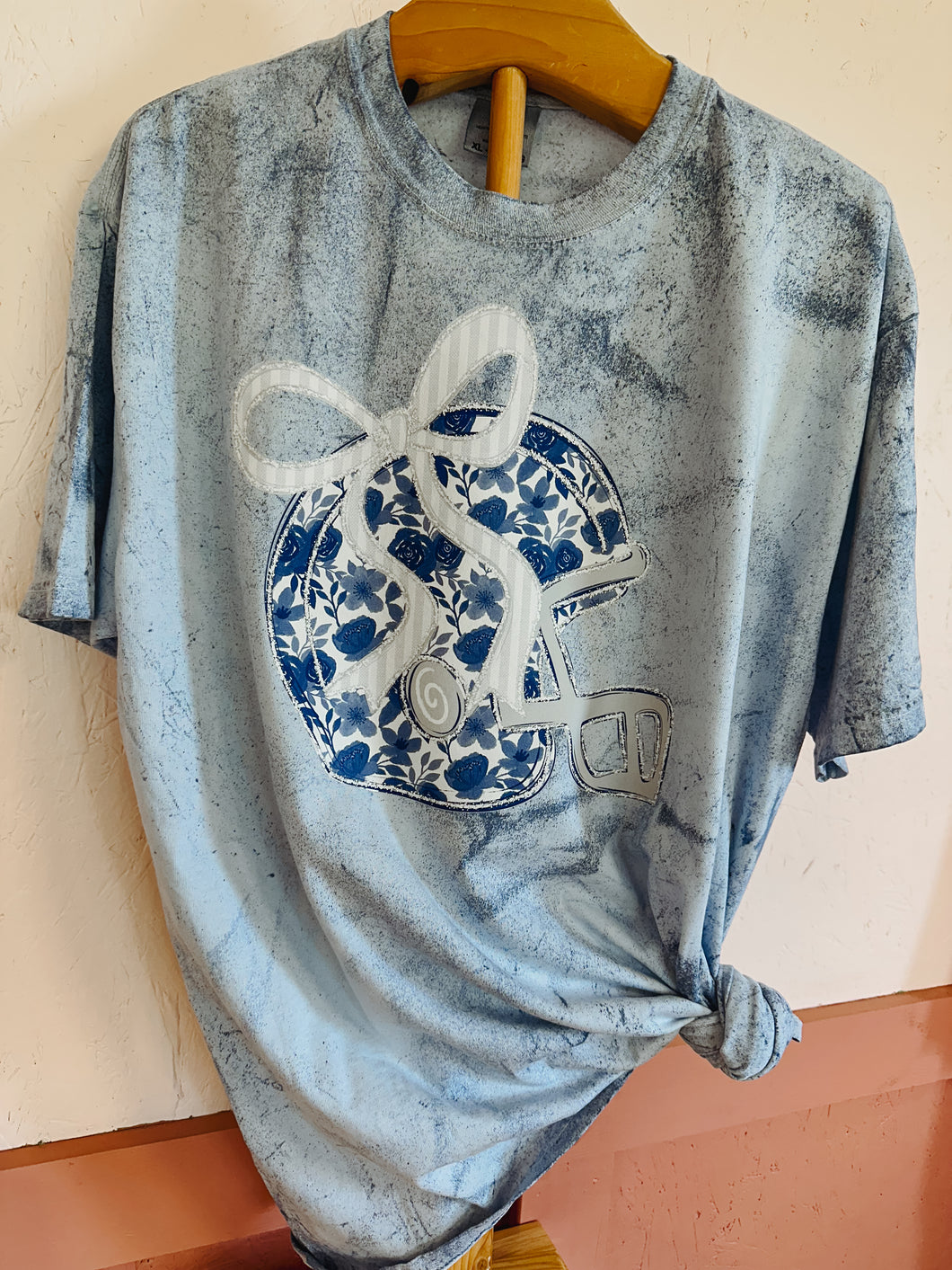 Colorblast Navy Floral Football Tee