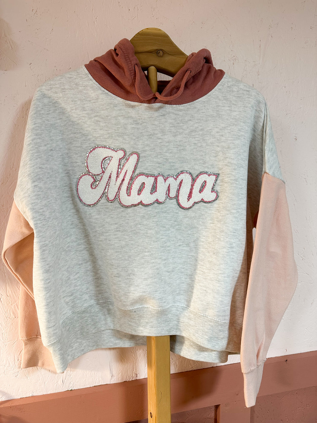 Peach Chenille Mama Crop Hoodie