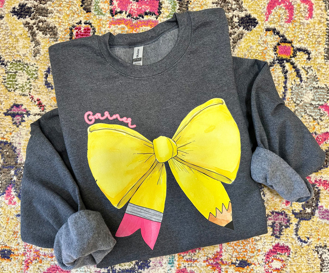 Personalized Pencil Bow Sweatshirt