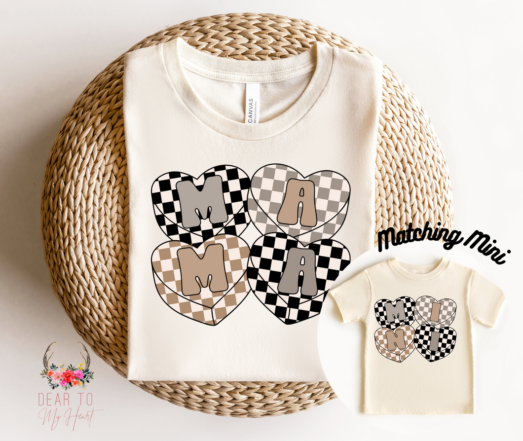 Mama & Mini Heart Checkered